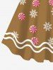 Plus Size Christmas Gingerbread Snowflake Candy Ribbon Bowknot 3D Print Tank Dress -  