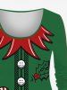 Plus Size Christmas 3D Print Elf Costume Long Sleeve T-shirt -  