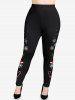 Plus Size Christmas Hat Candy Fruit Snowman Snowflake Print Leggings -  