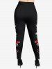 Plus Size Christmas Hat Candy Fruit Snowman Snowflake Print Leggings -  