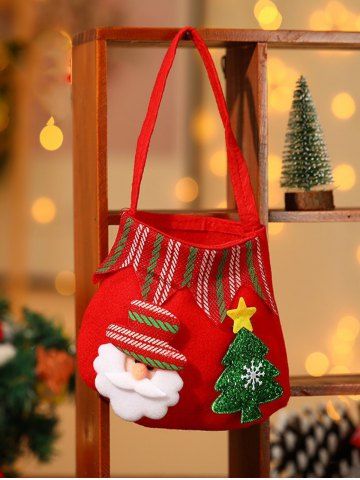 Christmas Tree Glitter Hat Bear Snowflake Santa Clause Star Handbag - RED