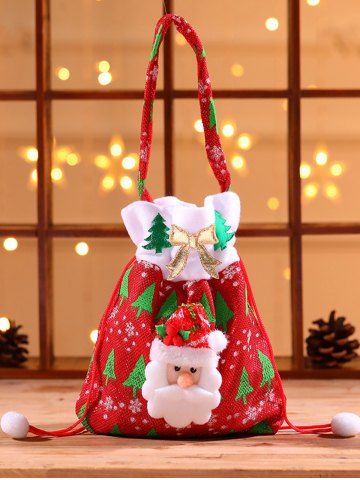 Christmas Tree Applique Bowknot Santa Clause Snowflake Cinched Handbag