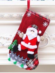 Santa Clause Snowflake Tree Plaid Patchwork Christmas Stocking -  