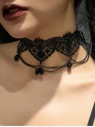 Vintage Floral Lace Braided Chains Tassel Bead Choker -  