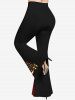 Christmas Hat Tree Ribbons Bowknot Light Stars Glitter Sequins 3D Printed T-shirt and Flare Pants Plus Size Matching Set -  