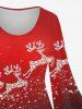 Robe de Noël Ligne A Ombrée Galaxie Brillante Imprimée de Grande Taille à Manches Evasées - Rouge 3X
