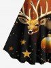 Plus Size Christmas Ball Elk Bowknot Star Galaxy Print Ombre A Line Tank Dress -  