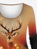 T-shirt Brillant 3D Boule de Noël Flocon de Neige et Paillettes Imprimés de Grande Taille - Noir 1X