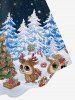 Robe Cadeau Ligne A Etoile Sapin de Noël Imprimés Grande Taille à Paillettes - Bleu profond S