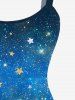 Plus Size Glitter Sparkling Galaxy Stars Christmas Tree Squirrel Gift Box Print A Line Tank Dress -  