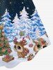 Plus Size Glitter Sparkling Galaxy Stars Christmas Tree Squirrel Gift Box Print A Line Tank Dress -  