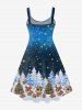 Plus Size Glitter Sparkling Galaxy Stars Christmas Tree Squirrel Gift Box Print A Line Tank Dress -  