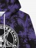 Gothic Tie Dye Sheep Head Skull Pentagram Print Pockets Drawstring Fleece Lining Hoodie For Men -  