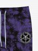 Gothic Tie Dye Penatagram Sheep Head Print Drawstring Sweatpants For Men -  