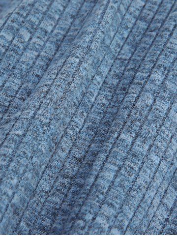 Plus Size Mock Button Cold Shoulder Cowl Neck Ribbed Pullover Long Sleeves Marled Knit Sweater