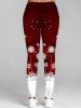 Christmas Snowflake Print Elastic Waist Long Leggings -  