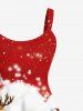 Plus Size Christmas Gift Elk Santa Clause Sled Snowflake Print Tank Dress -  