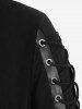 Gothic Fluffy Fur Trim Full Zipper Lace Up Drawstring Asymmetric Hooded Long Sleeve Coat -  