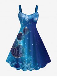 Plus Size Christmas Lantern Snowflake Stars Print Ombre A Line Tank Dress -  