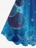 Robe Ligne A Etoile Flocon de Neige et Lanterne de Noël Imprimés de Grande Taille - Bleu profond M