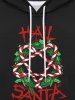 Gothic Christmas Wreath Candy Pentagram Print Fleece Lining Drawstring Hoodie For Men -  