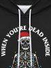 Gothic Christmas Hat Skeleton Skull Print Fleece Lining Drawstring Hoodie For Men -  