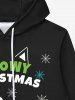 Gothic Christmas Hat Cat Snowflake Print Fleece Lining Drawstring Hoodie For Men -  