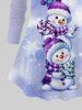 T-shirt Imprimé Bonhomme de Neige Noël à Manches Raglan à Carreaux Grande Taille - Violet clair 2X