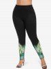 Plus Size Christmas Ball Snowflake Colorblock Glitter 3D Print Leggings -  