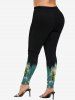 Plus Size Christmas Ball Snowflake Colorblock Glitter 3D Print Leggings -  