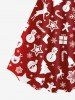 Robe Couverture Ceinturée 3D Père Noël Bonhomme de Neige et Cerf Imprimés de Grande Taille à Paillettes - Rouge foncé 4X