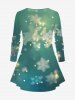 Plus Size Christmas Ball Light Snowflake Glitter 3D Print Long Sleeve T-shirt -  