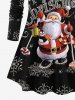 T-shirt Bonbon Flocon de Neige et Père Noël Imprimés de Grande Taille - Noir 3X