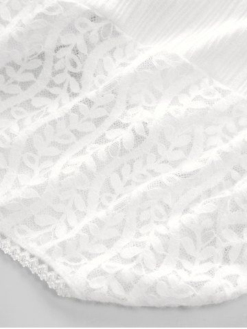 Plus Size Vine Lace Panel Textured Ribbed Cinched Patchwork Knitted Long Sleeves Top