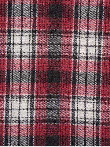 Plus Size Plaid Print Button Up Belted Shirt Dress