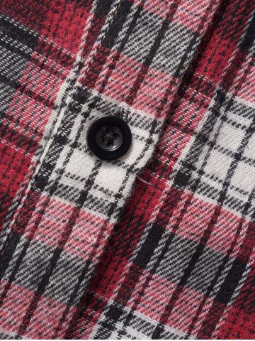 Plus Size Plaid Print Button Up Belted Shirt Dress