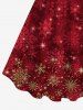 Plus Size Ruched Bowknot Shaped Fleece Cape and Christmas Snowflake Sparkling Sequin Glitter Chain Belt 3D Printed Tank Party Dress Outfit -  