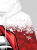 Gothic Christmas Hat Skull Snowflake Colorblock Print Fleece Lining Drawstring Hoodie For Men -  