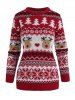 Christmas Tree Snowflake Elk Graphic Crew Neck Ugly Sweater -  