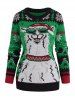 Christmas Tree Alpaca Snowflake Graphic Pullover Sweater -  