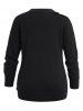 Plus Size Cut Out Solid Color V Neck Drop Shoulder Sweater -  
