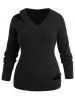Plus Size Cut Out Solid Color V Neck Drop Shoulder Sweater -  