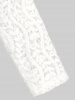 Haut Tricoté Côtelé Texturé Jointif en Dentelle de Grande Taille à Manches Longues - Blanc 2X | US 18-20