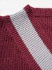 Plus Size Colorblock V Neck Mini Sweater Dress -  