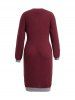 Plus Size Colorblock V Neck Mini Sweater Dress -  