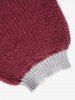 Plus Size Colorblock V Neck Mini Sweater Dress -  