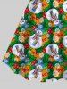Plus Size Colorful Snowman Snowflake Letters Cherry Colorblock Print Christmas A Line Tank Dress -  