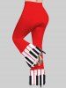 Pantalon Evasé de Noël Piano Imprimé de Grande Taille - Rouge 4X