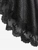 Gothic Crack Textured Floral Lace Trim Hook and Eye Ruffles Asymmetric High Low Long Sleeves Coat -  