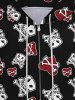 Gothic Skull Skeleton Heart Print Pockets Drawstring Hoodie For Men -  